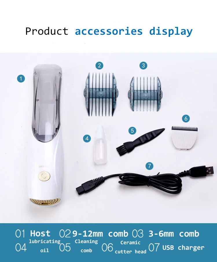 Portable Pet Vacuum hair Clipper 3 Speed Switch Rechargeable Dog hair Remover Grooming for Dog hairs and Cat Electric push shear